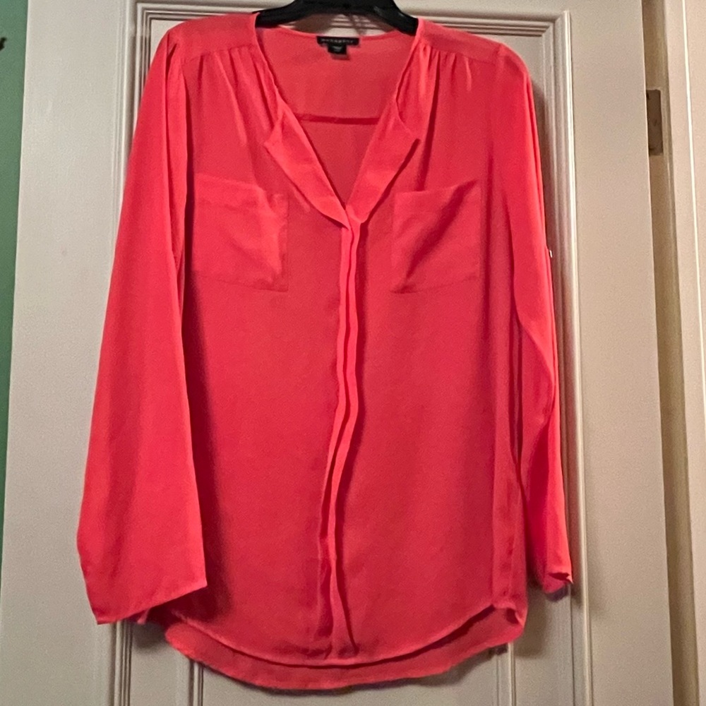 Orange Salmon colored Long Sleeve Blouse